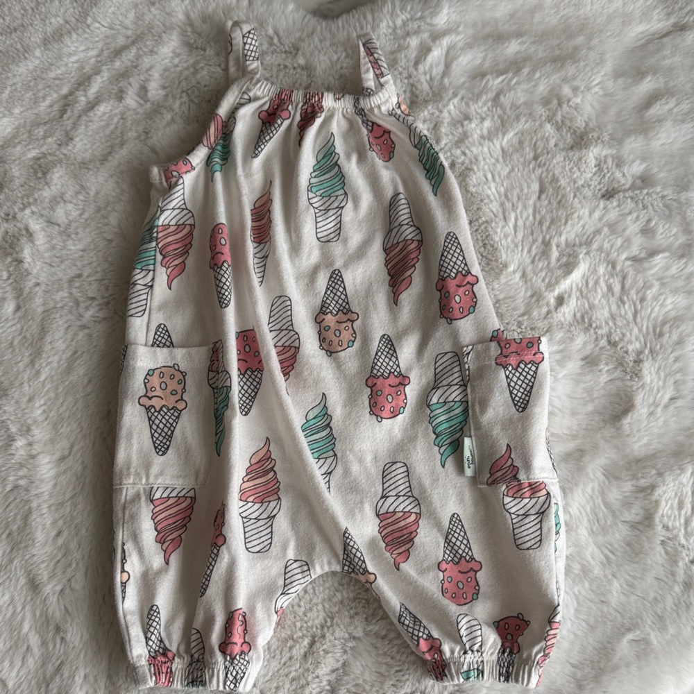 Ice Cream Print Baby Romper in Pink & Mint
